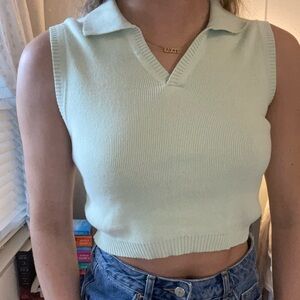 Green Cropped Sweater Vest